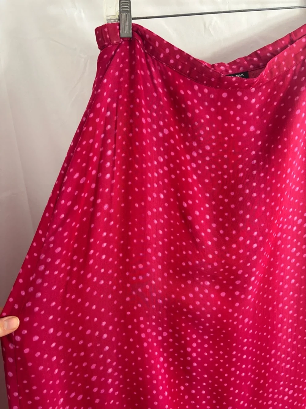 VTG‎ Fuschia Polka Dot Boho Funky Romantic Maxi Skirt Size L
